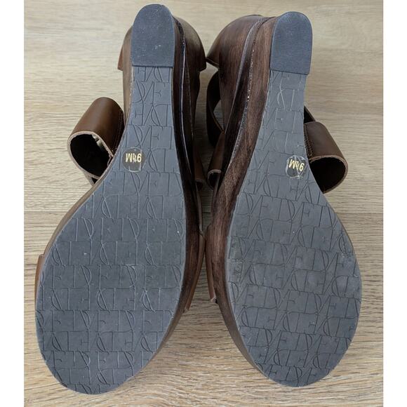 NEW Diane Von Furstenberg Opal Wedge Sandal 9.5 Strappy Vacchetta Leather Wood - Picture 10 of 12